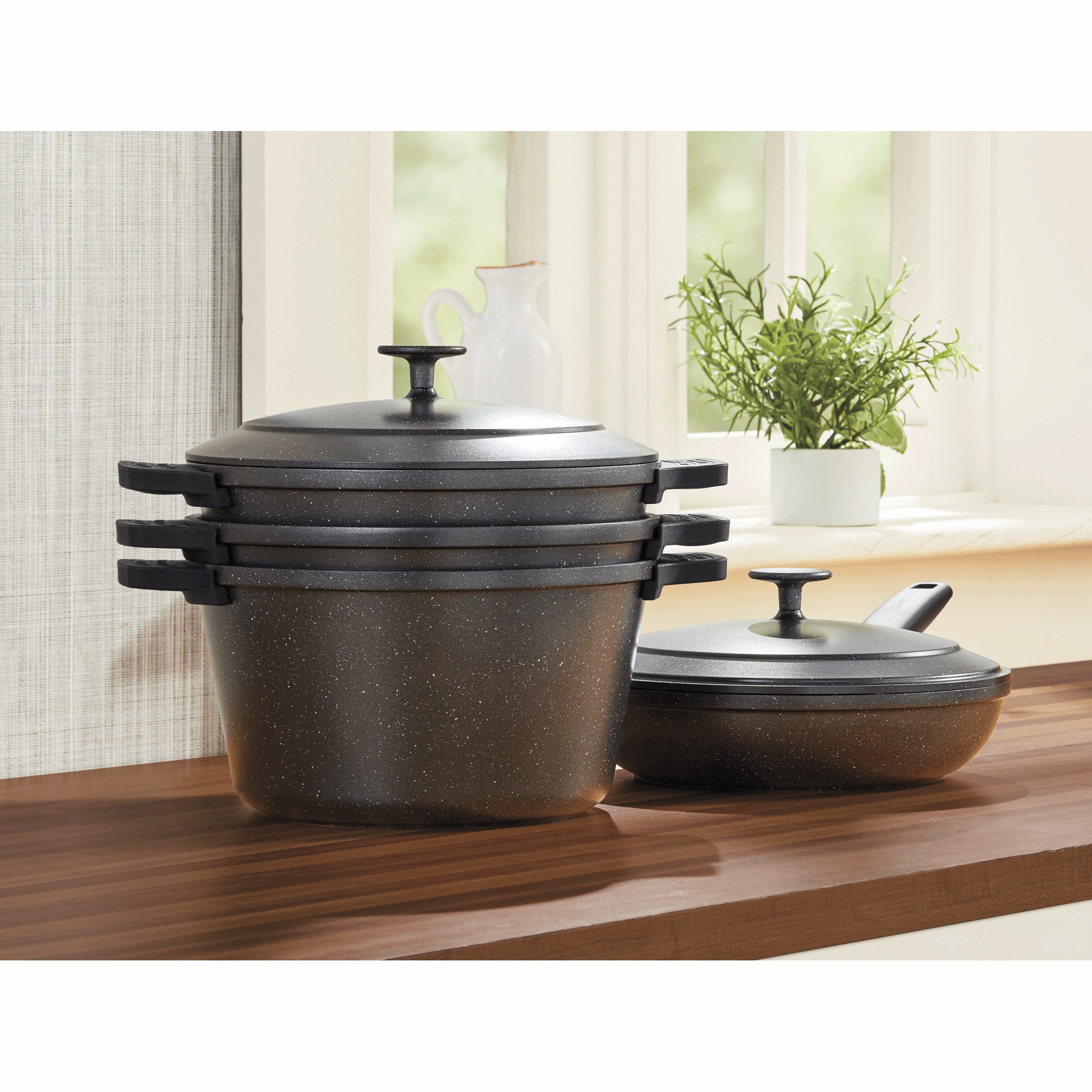 Granitestone 6-Piece Cast Aluminum Stackable Cookware Set