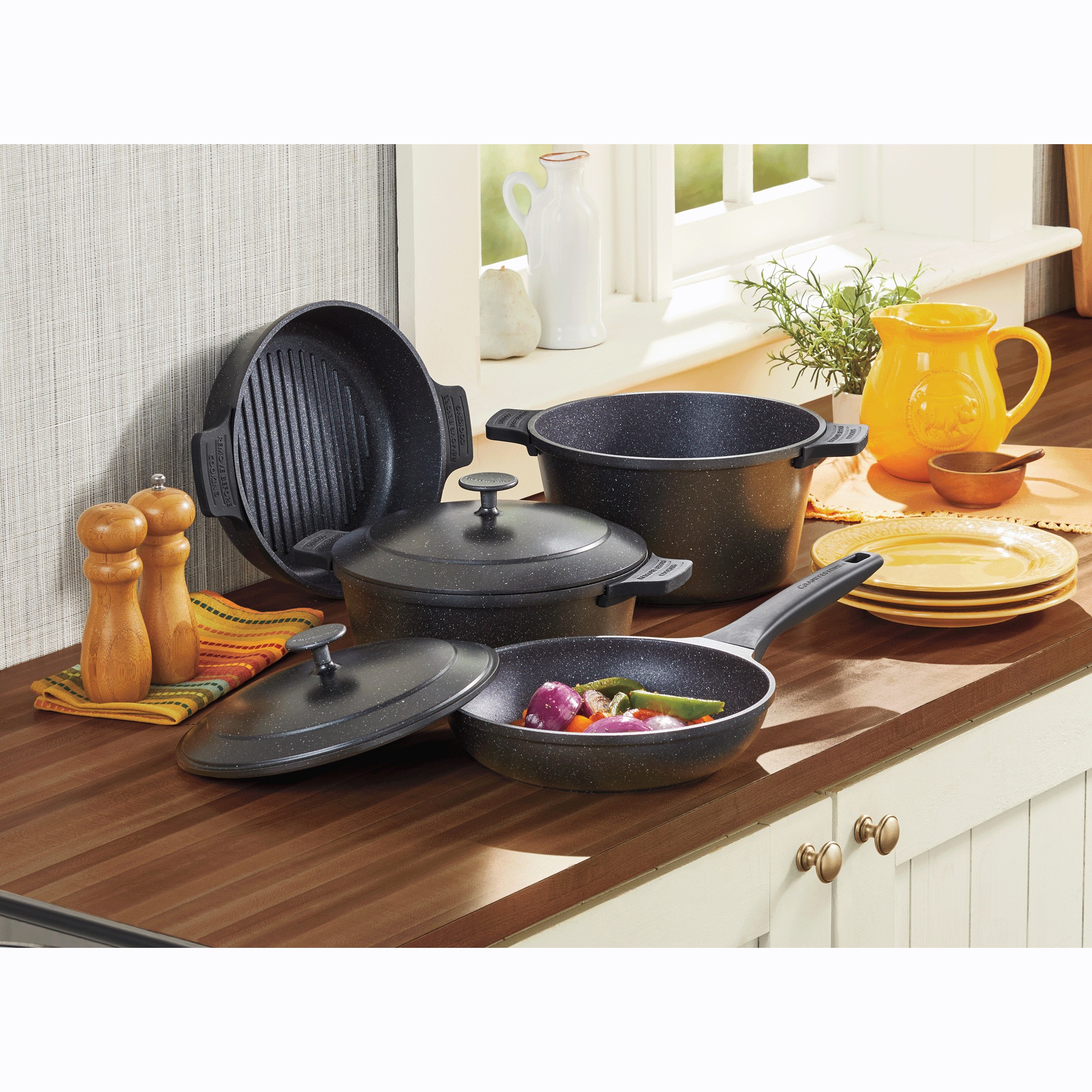Granitestone 6-Piece Cast Aluminum Stackable Cookware Set