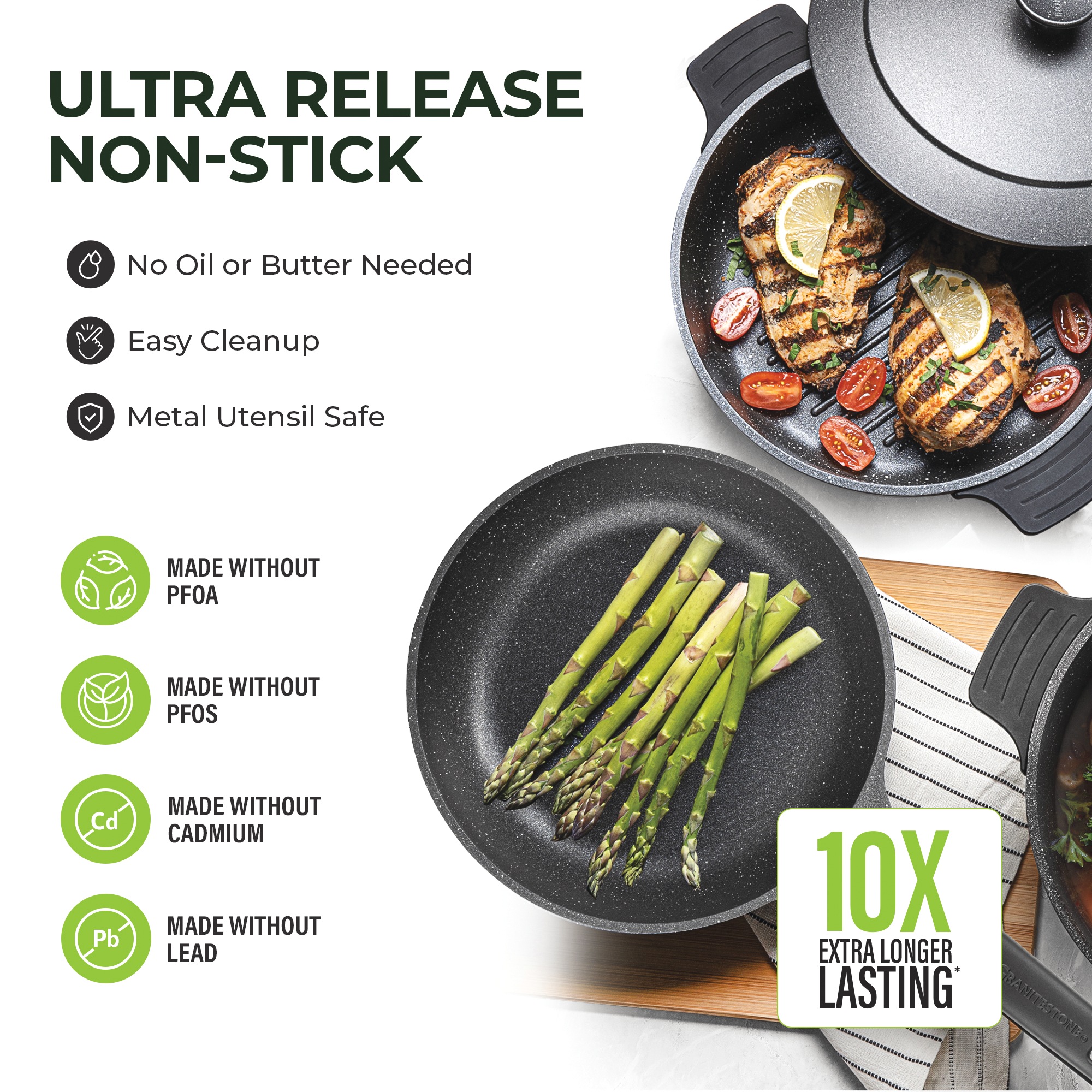 Granitestone 6-Piece Cast Aluminum Stackable Cookware Set