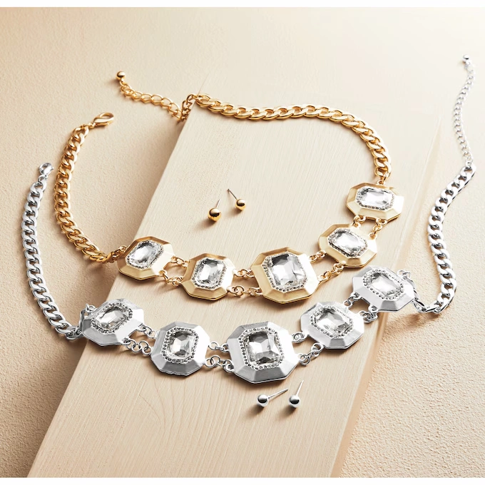 Crystal/Metal Necklace & Earring Set