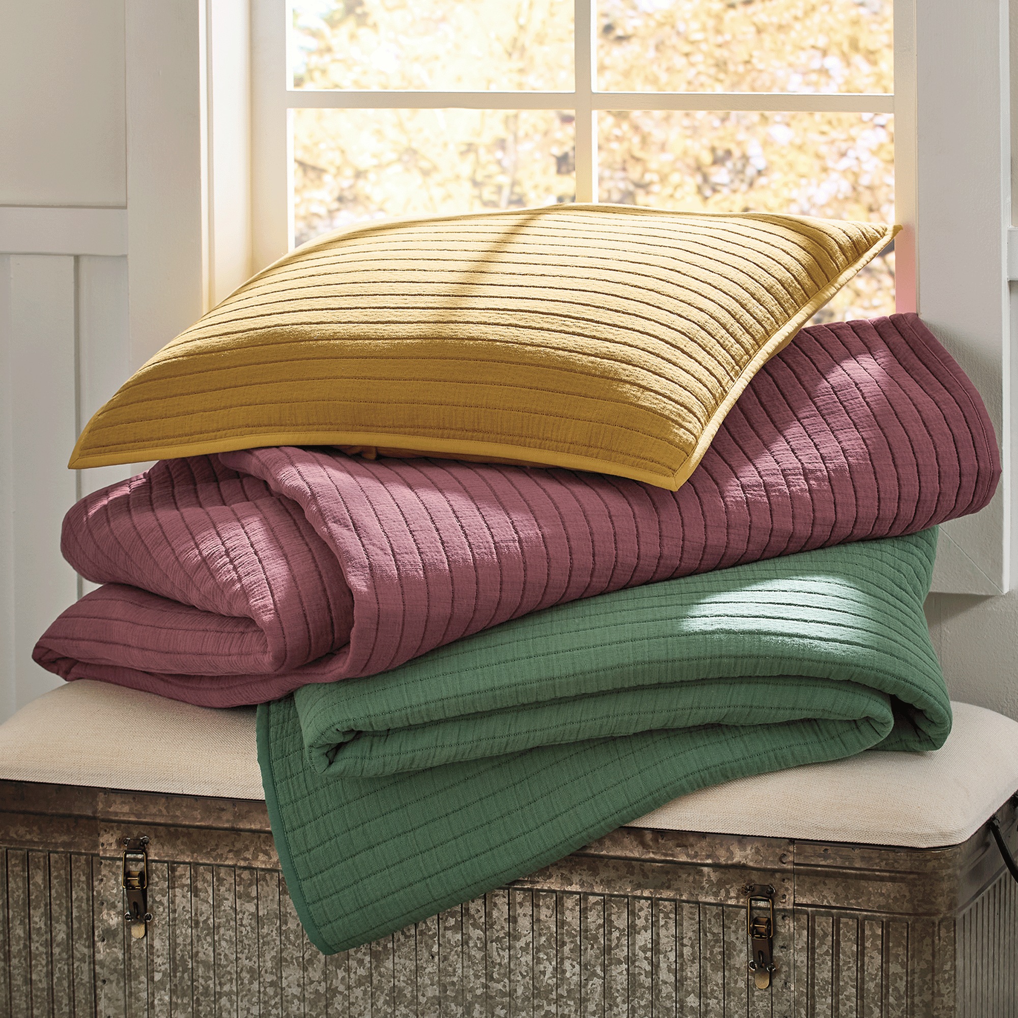 Daphne Pick Stitch Oversized Quilt and Sham