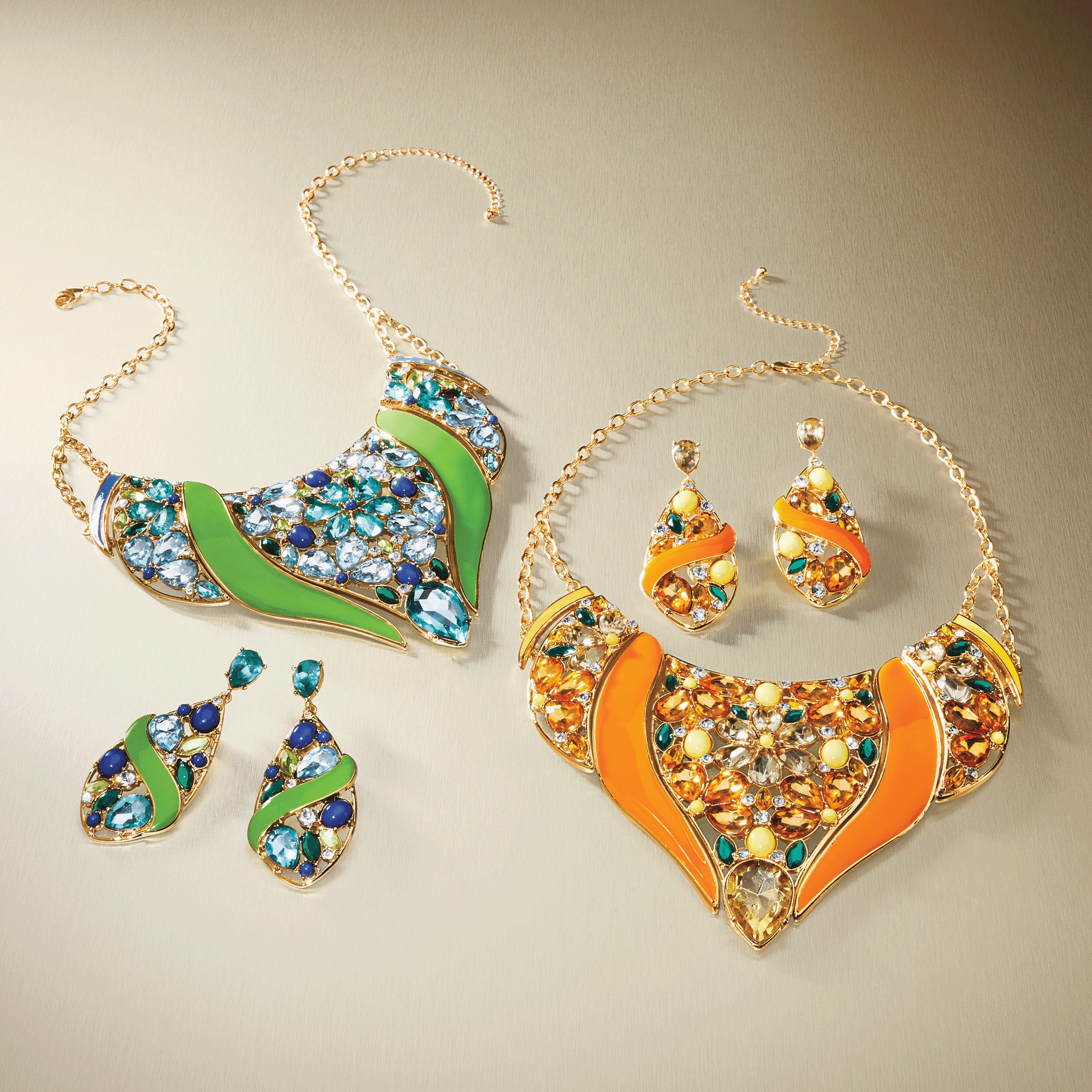 Crystal Floral Enamel Necklace 1 Crystal Floral Enamel Necklace