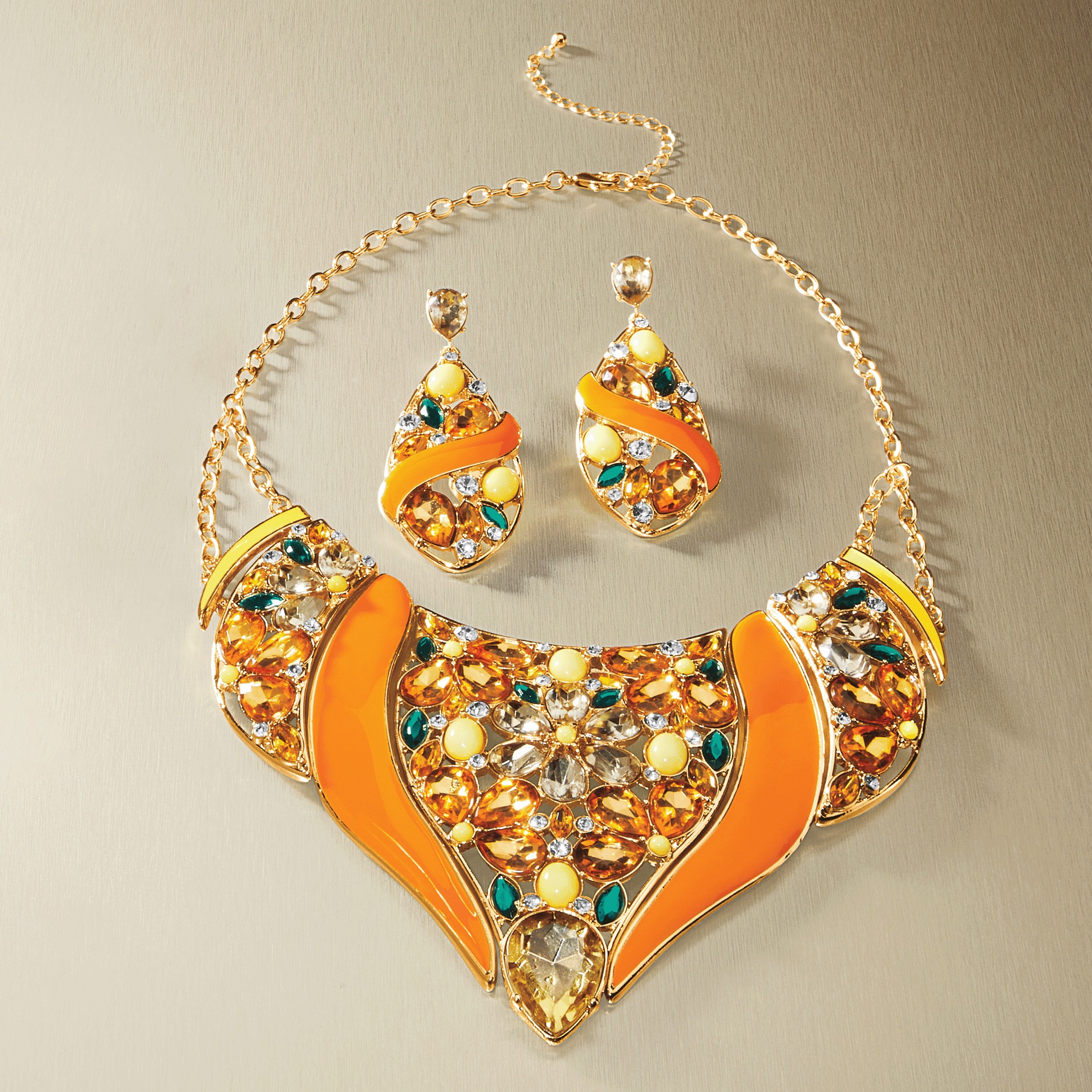 Crystal Floral Enamel Necklace 2 Crystal Floral Enamel Necklace