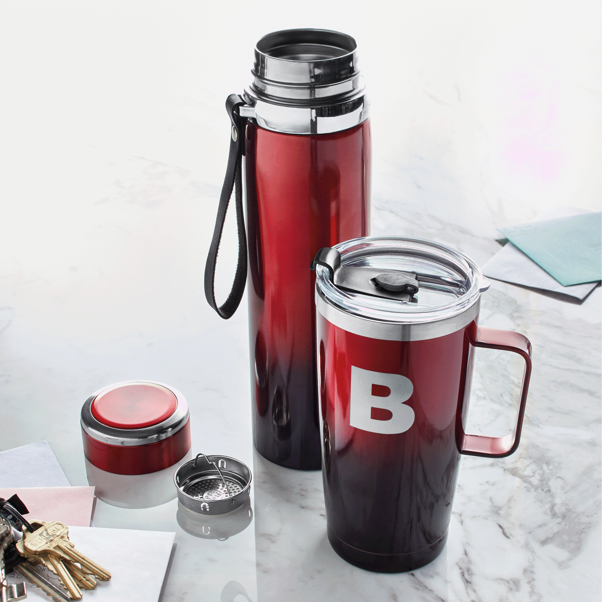 2-Piece Thermal Bottle and Travel Mug Set 1 2-Piece Thermal Bottle and Travel Mug Set
