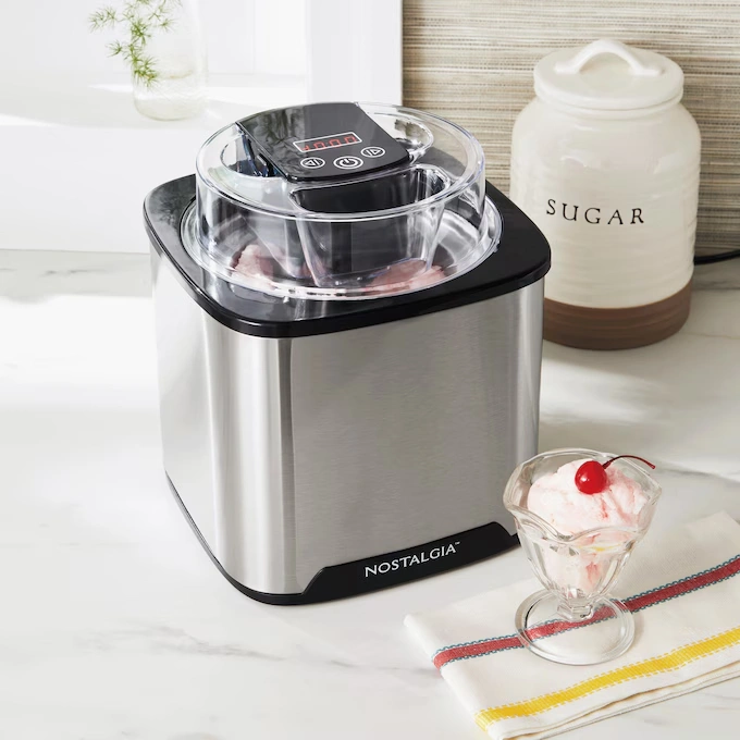 Nostalgia 2-Quart Digital Stainless Steel Ice Cream Maker