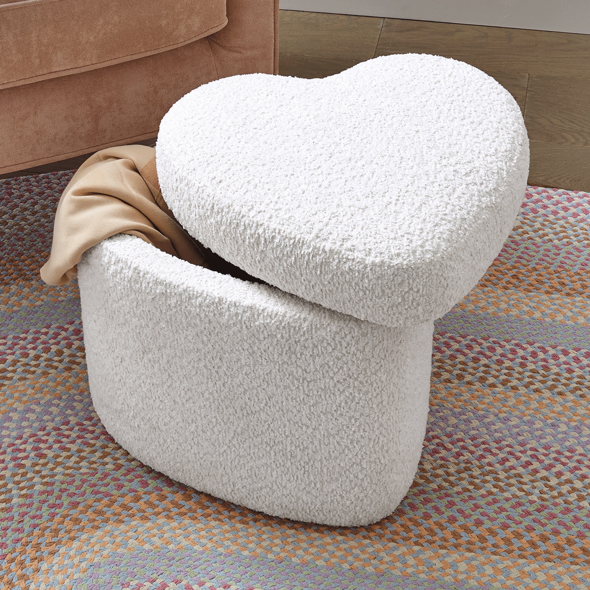 Heart-Shaped Storage Ottoman
