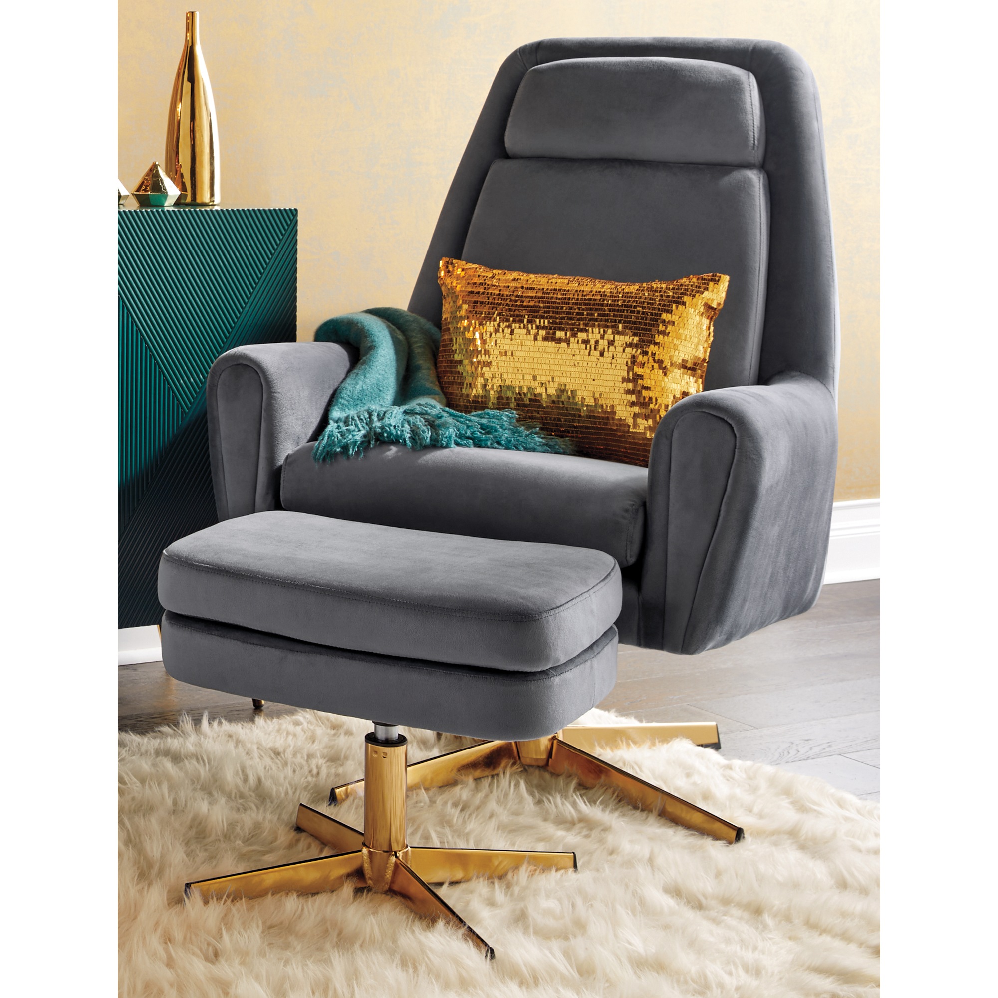 Naida Pedestal Armchair & Ottoman