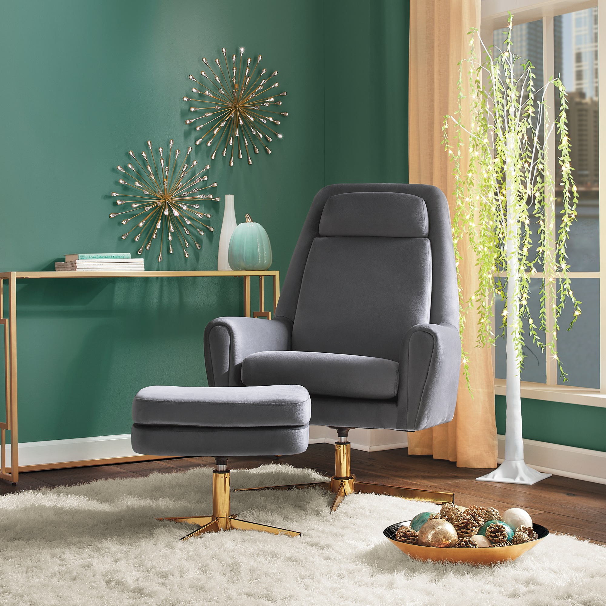 Naida Pedestal Armchair & Ottoman