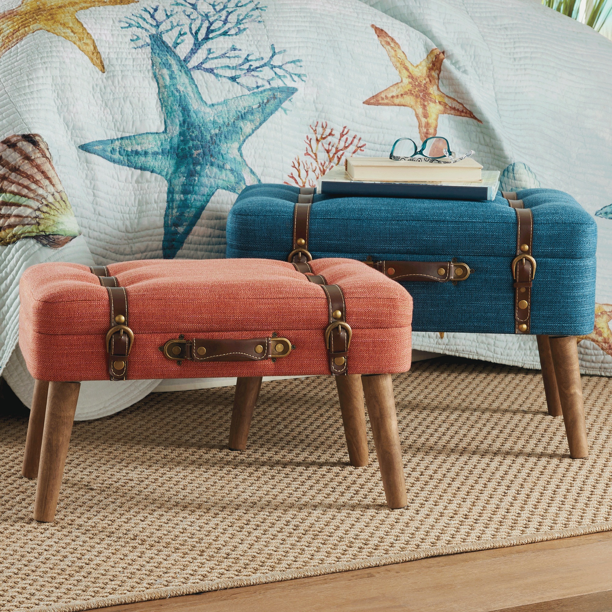 Set of 2 Suitcase Ottomans 2 Set of 2 Suitcase Ottomans