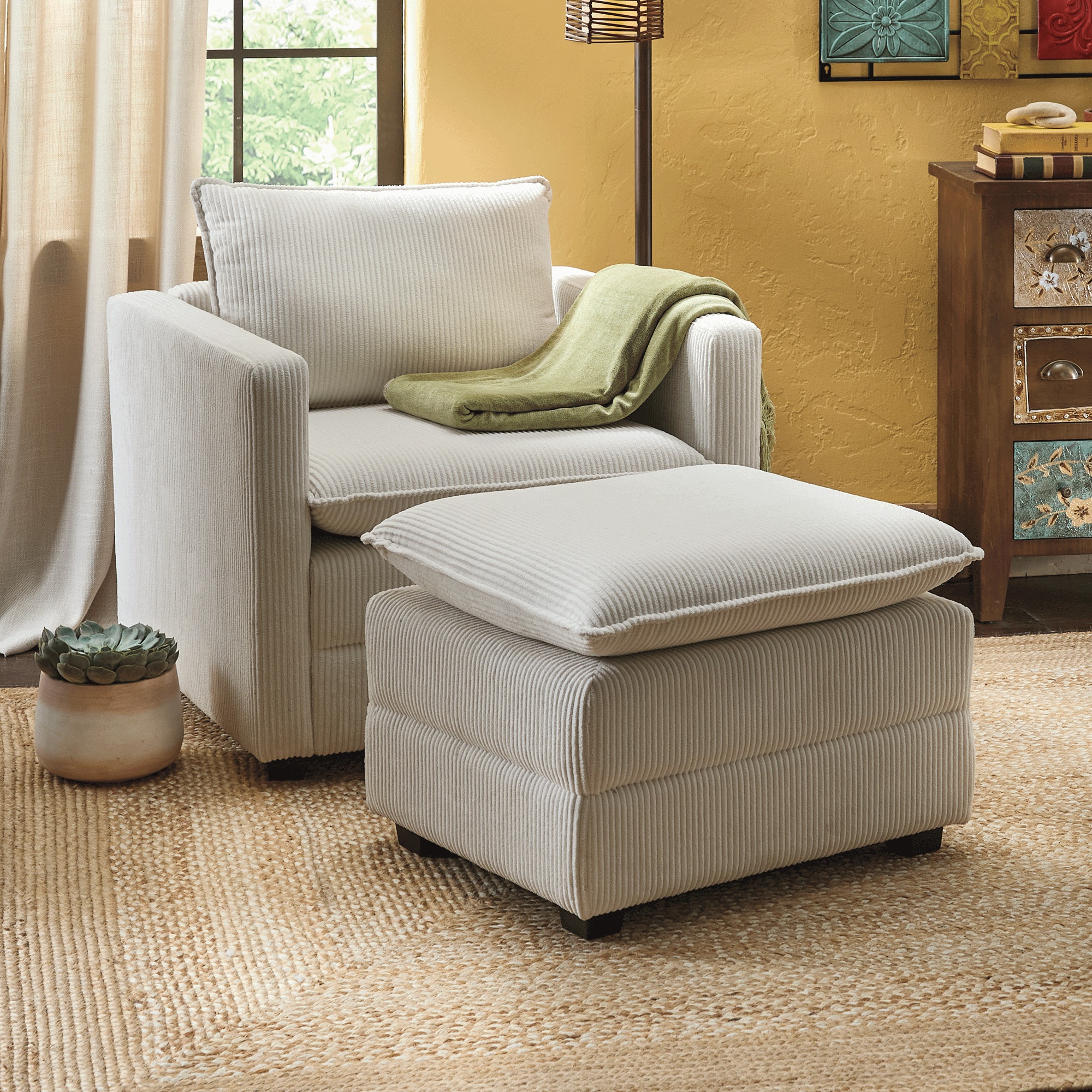 Pillow-Top Chair and Ottoman
