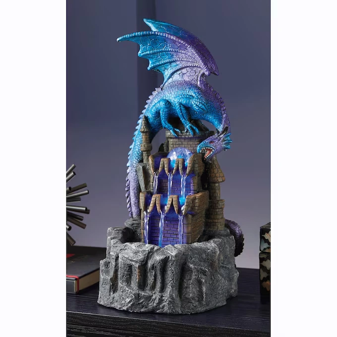 Lit Dragon Fountain