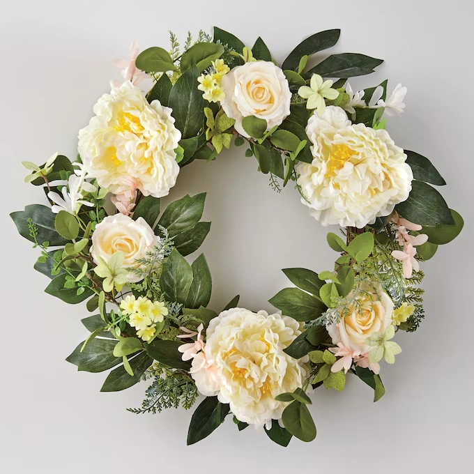 White Peony Spring Wreath