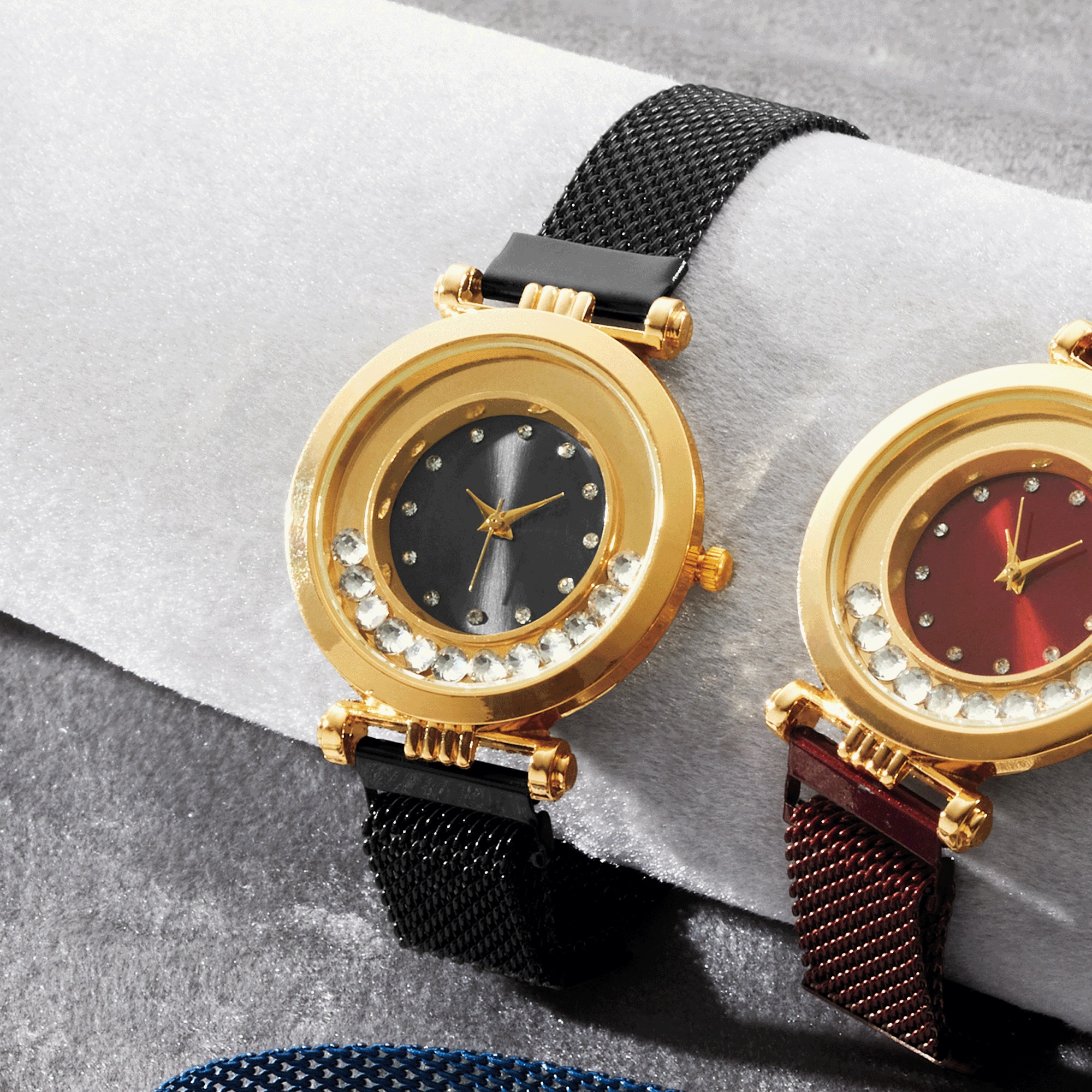 Ladies' Mesh-Strap/Crystal Color Watch